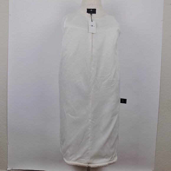 7 for all Mankind Sherpa Teddy Long Coat Size M Medium Cream Full Length NEW - Picture 8 of 10